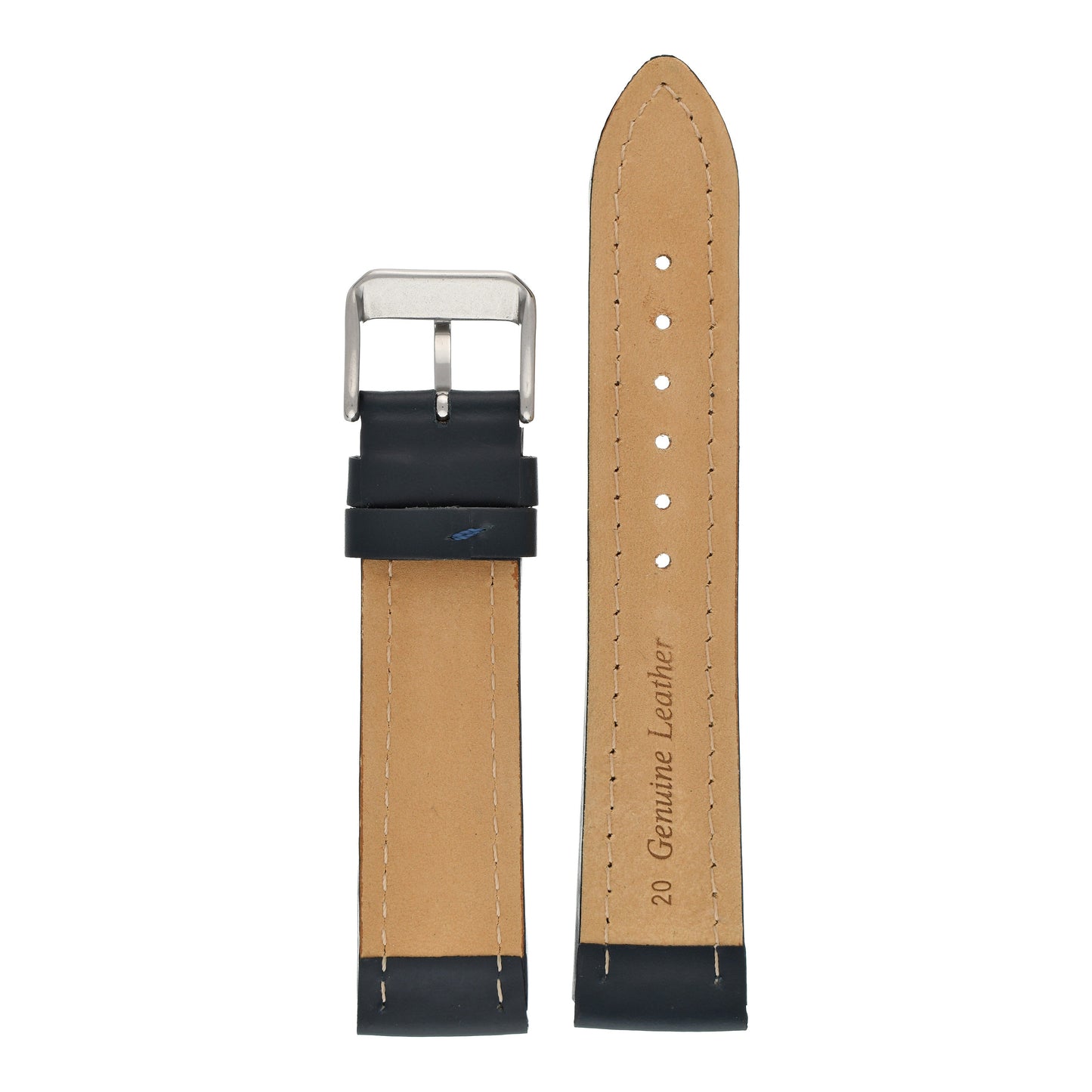 Oil Leather White Stitch Watch Strap