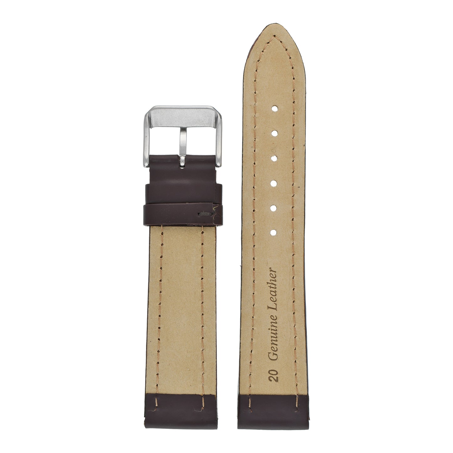 Oil Leather White Stitch Watch Strap
