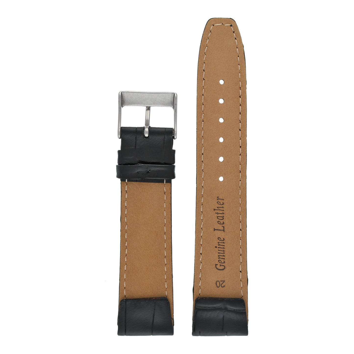 Open Ended Crocodile Leather Watch Strap