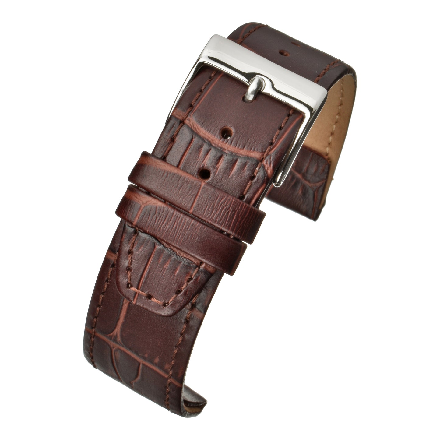 Open Ended Crocodile Leather Watch Strap