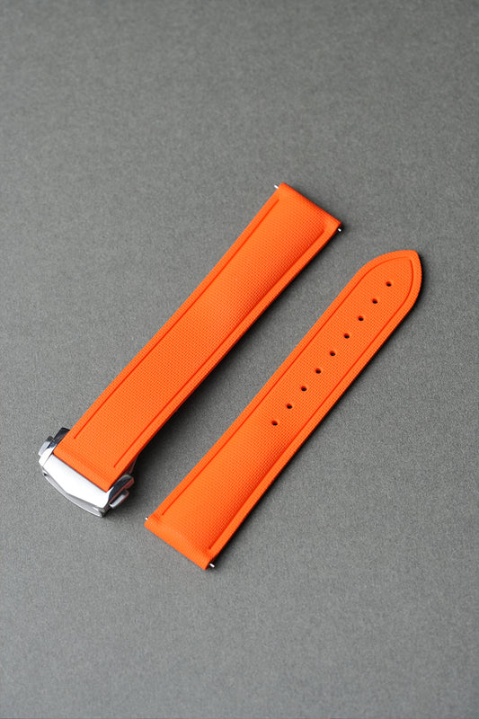 Sailcloth Effect FKM Rubber Strap with Deployant Clasp for Tudor Black Bay - Orange
