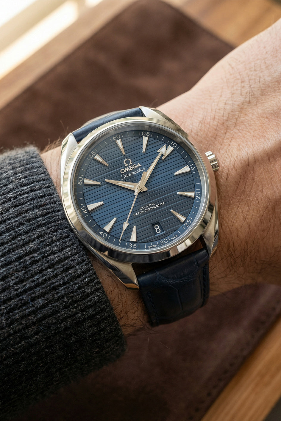 Omega Seamaster Aqua Terra 150M Alligator Embossed Leather Strap Replacement