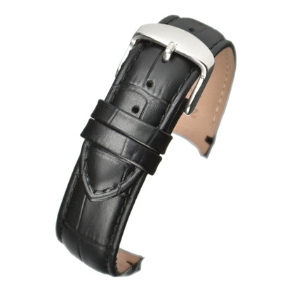 Padded Alligator Curved End Leather Watch Strap