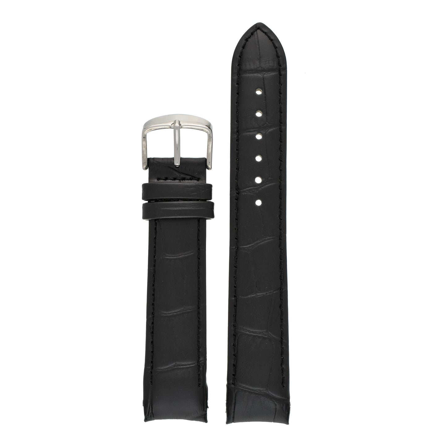 Padded Alligator Curved End Leather Watch Strap