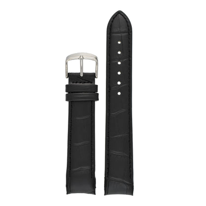 Padded Alligator Curved End Leather Watch Strap