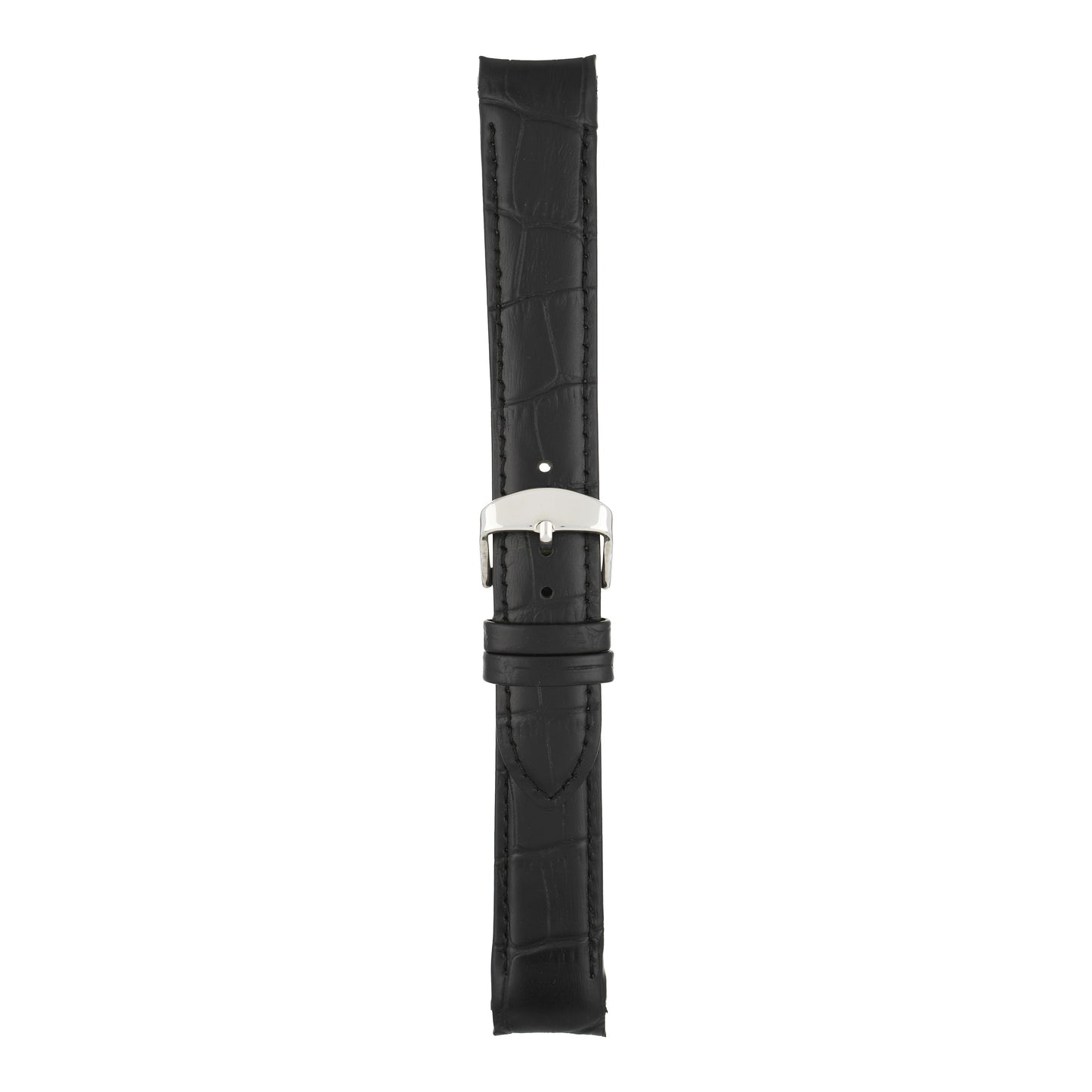 Padded Alligator Curved End Leather Watch Strap