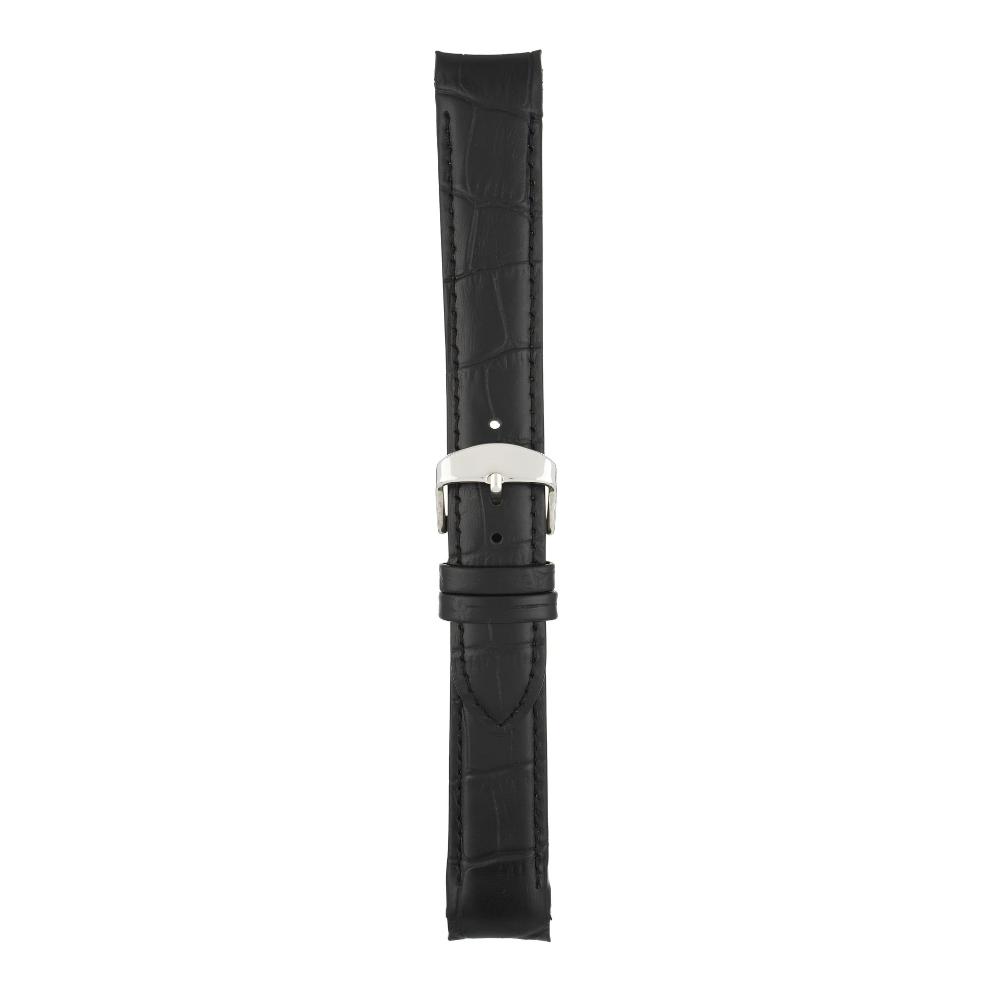 Padded Alligator Curved End Leather Watch Strap