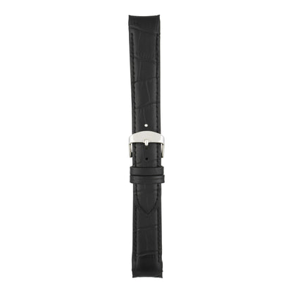 Padded Alligator Curved End Leather Watch Strap