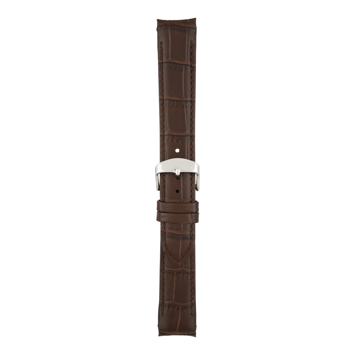 Padded Alligator Curved End Leather Watch Strap