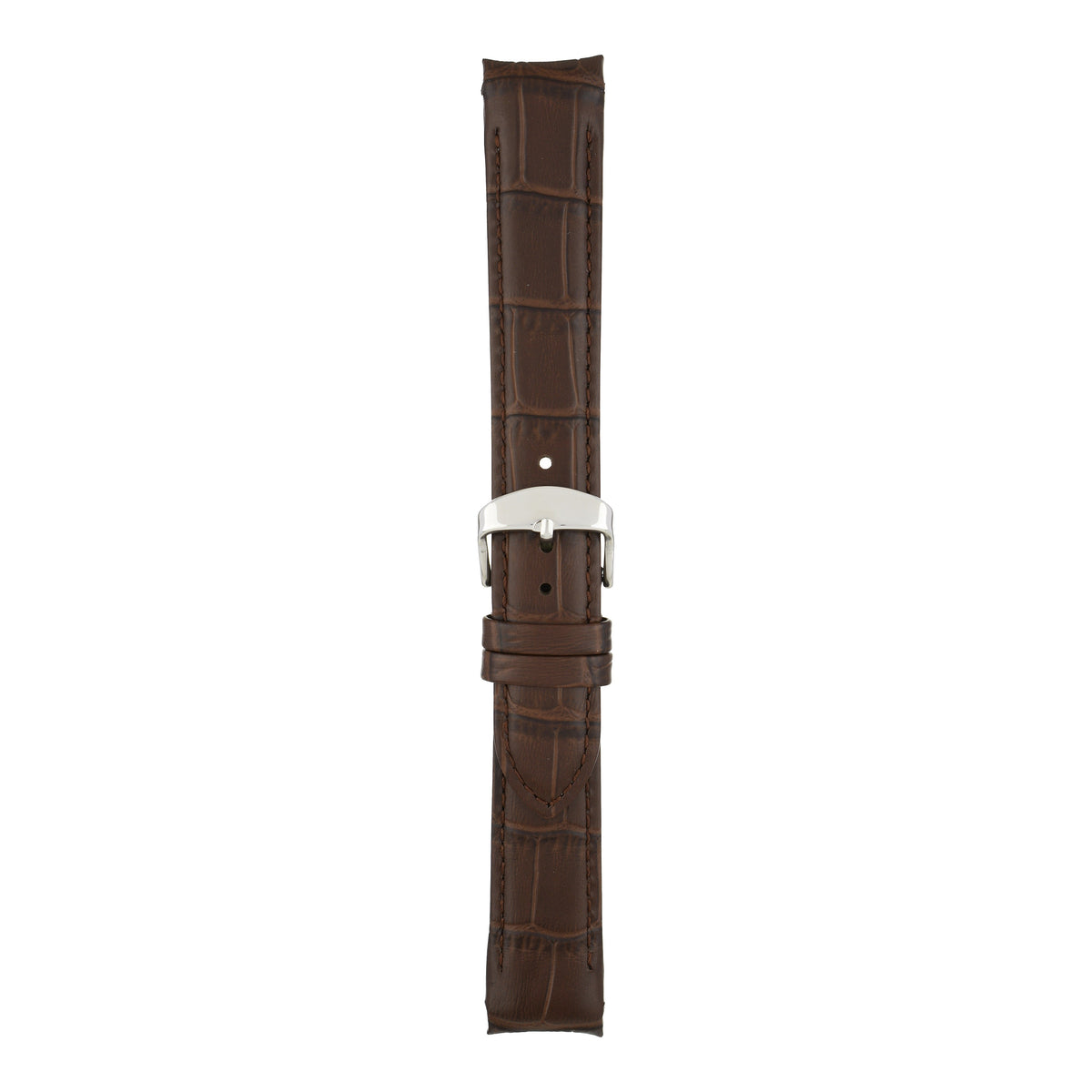 Padded Alligator Curved End Leather Watch Strap