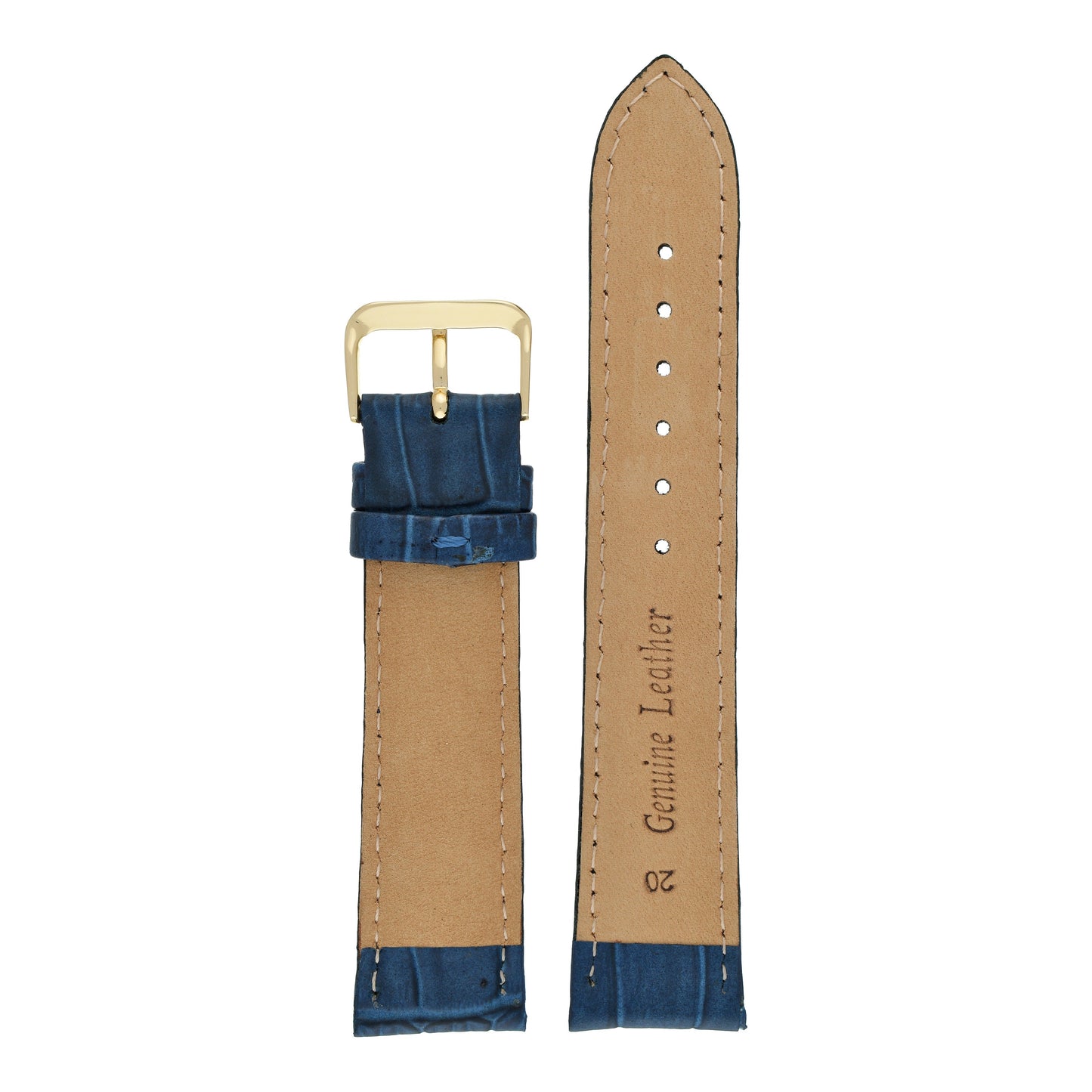Padded Alligator Grain Leather Watch Strap (12mm-26mm)