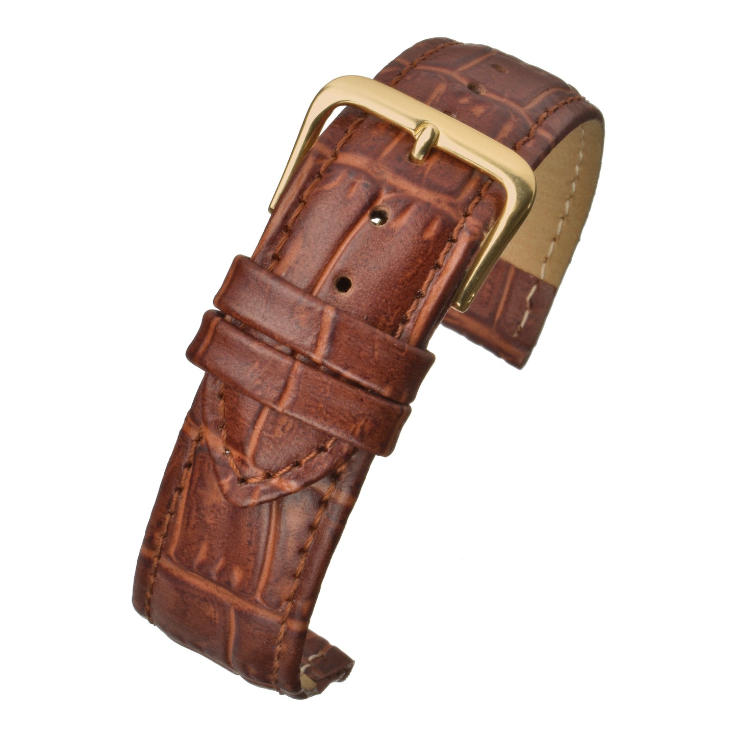 Padded Alligator Grain Leather Watch Strap (12mm-26mm)