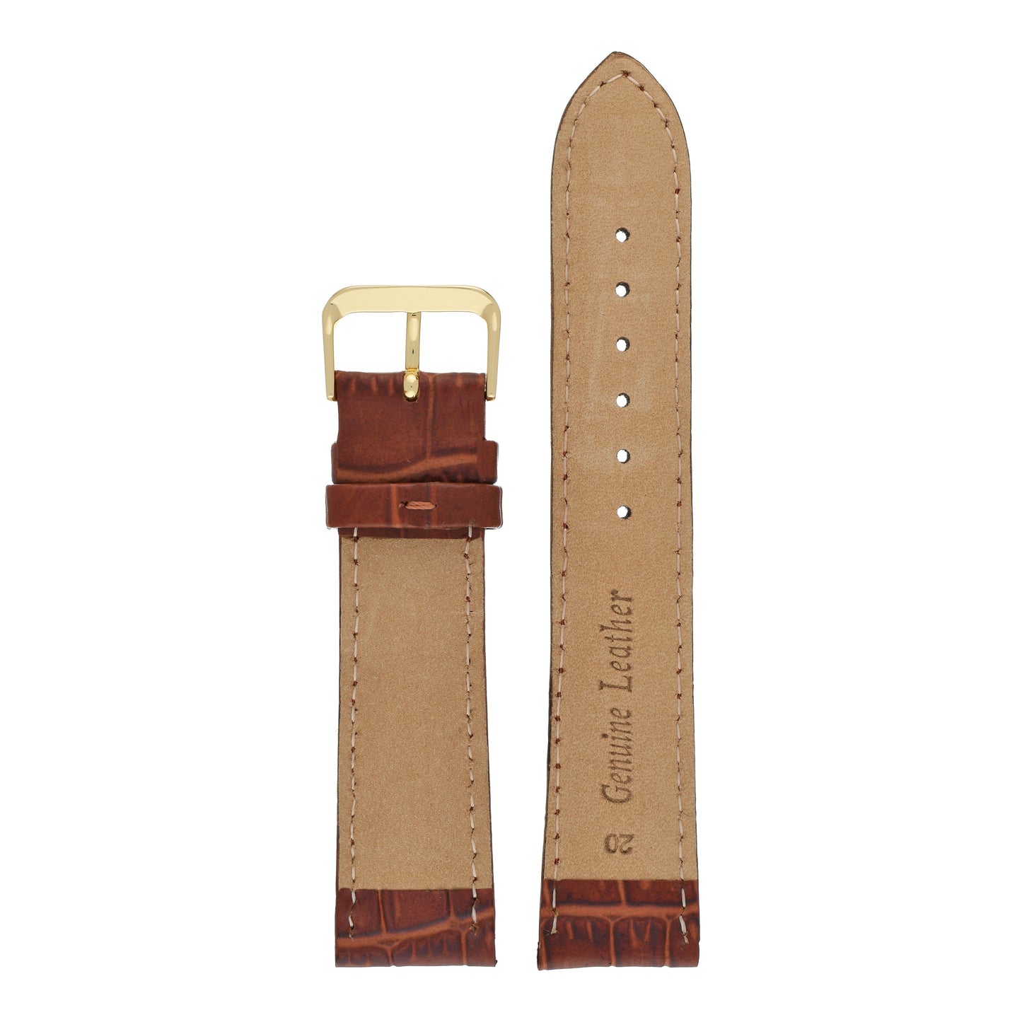 Padded Alligator Grain Leather Watch Strap (12mm-26mm)