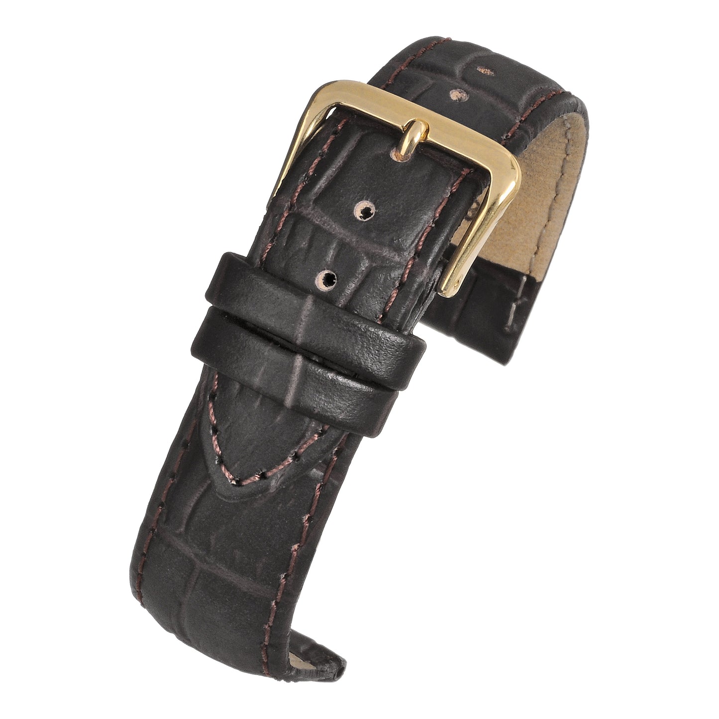 Padded Alligator Grain Leather Watch Strap (12mm-26mm)