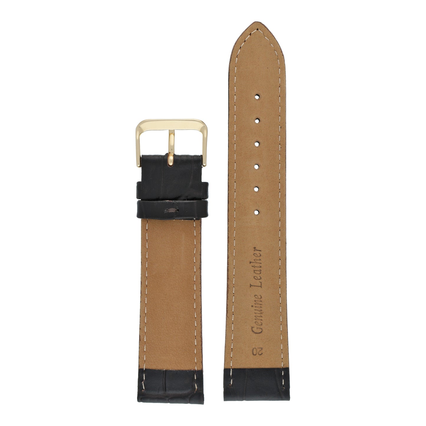 Padded Alligator Grain Leather Watch Strap (12mm-26mm)