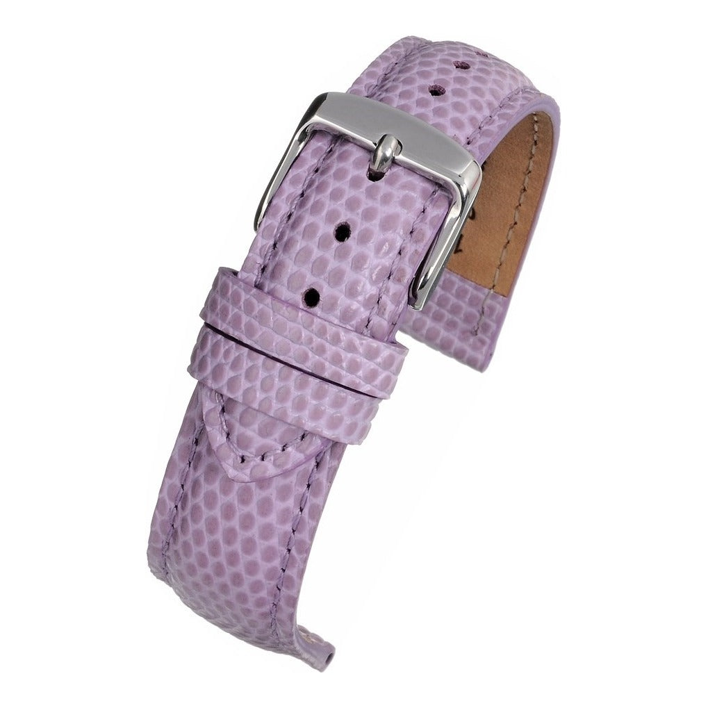 Padded Lizard Grain Leather Watch Strap
