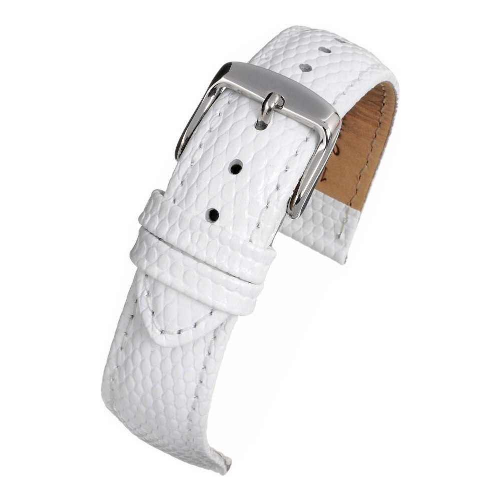 Padded Lizard Grain Leather Watch Strap