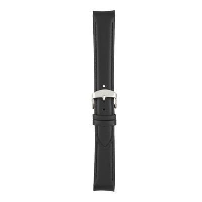 Padded Smooth Curved End Leather Watch Strap