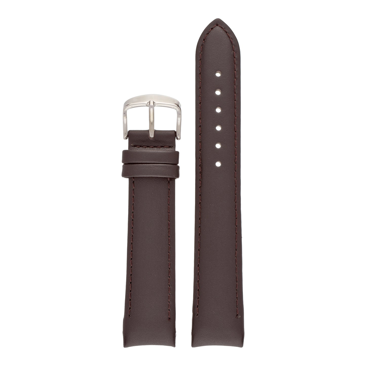 Padded Smooth Curved End Leather Watch Strap