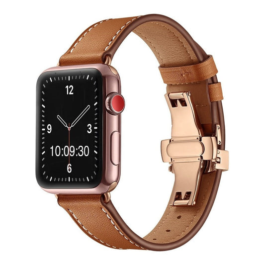 Premium Rose Gold Clasp Leather Watch Strap