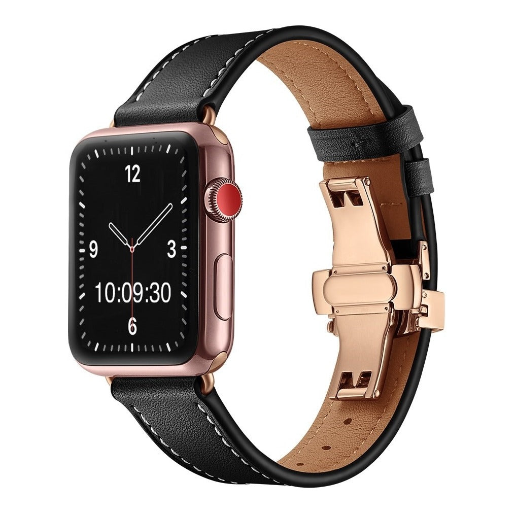 Premium Rose Gold Clasp Leather Watch Strap