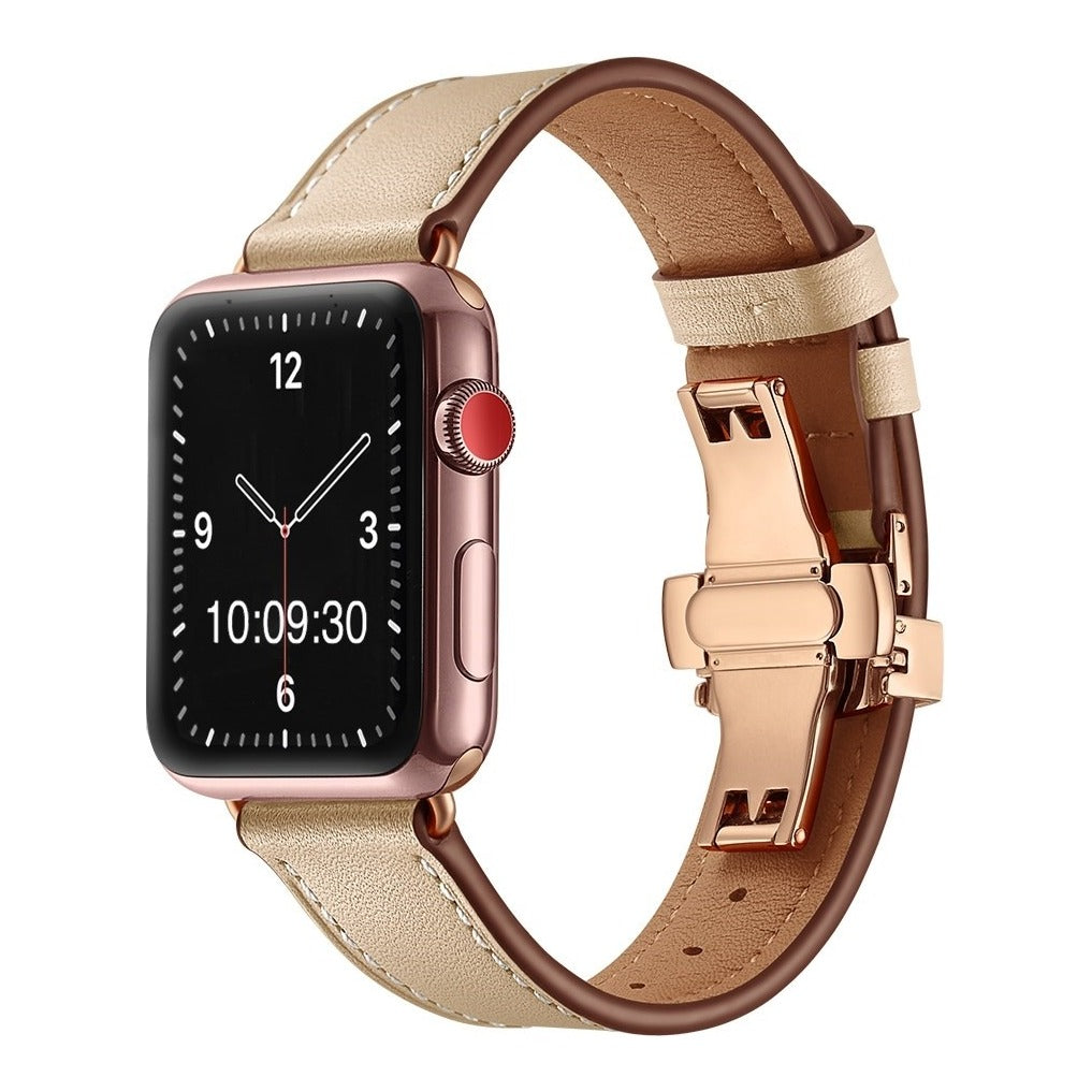 Premium Rose Gold Clasp Leather Watch Strap