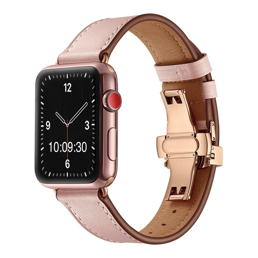 Premium Rose Gold Clasp Leather Watch Strap