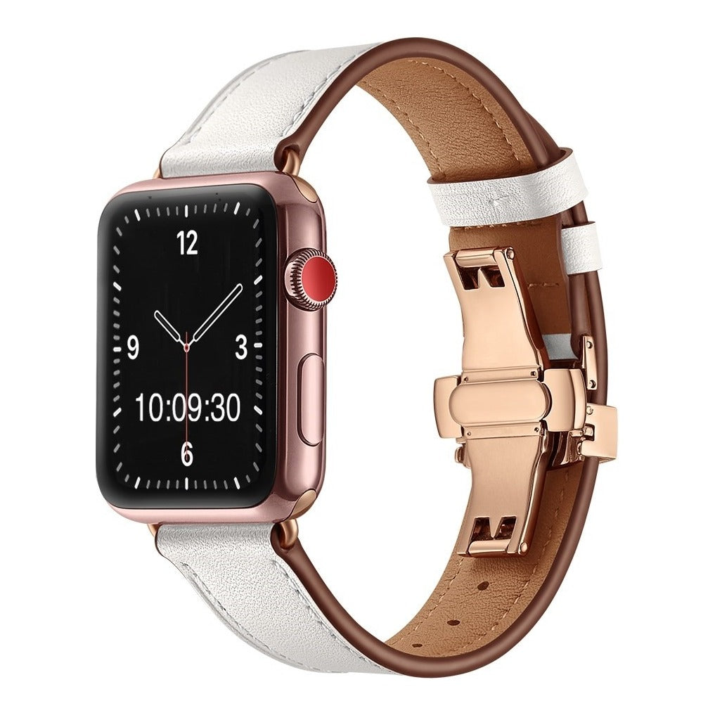 Premium Rose Gold Clasp Leather Watch Strap
