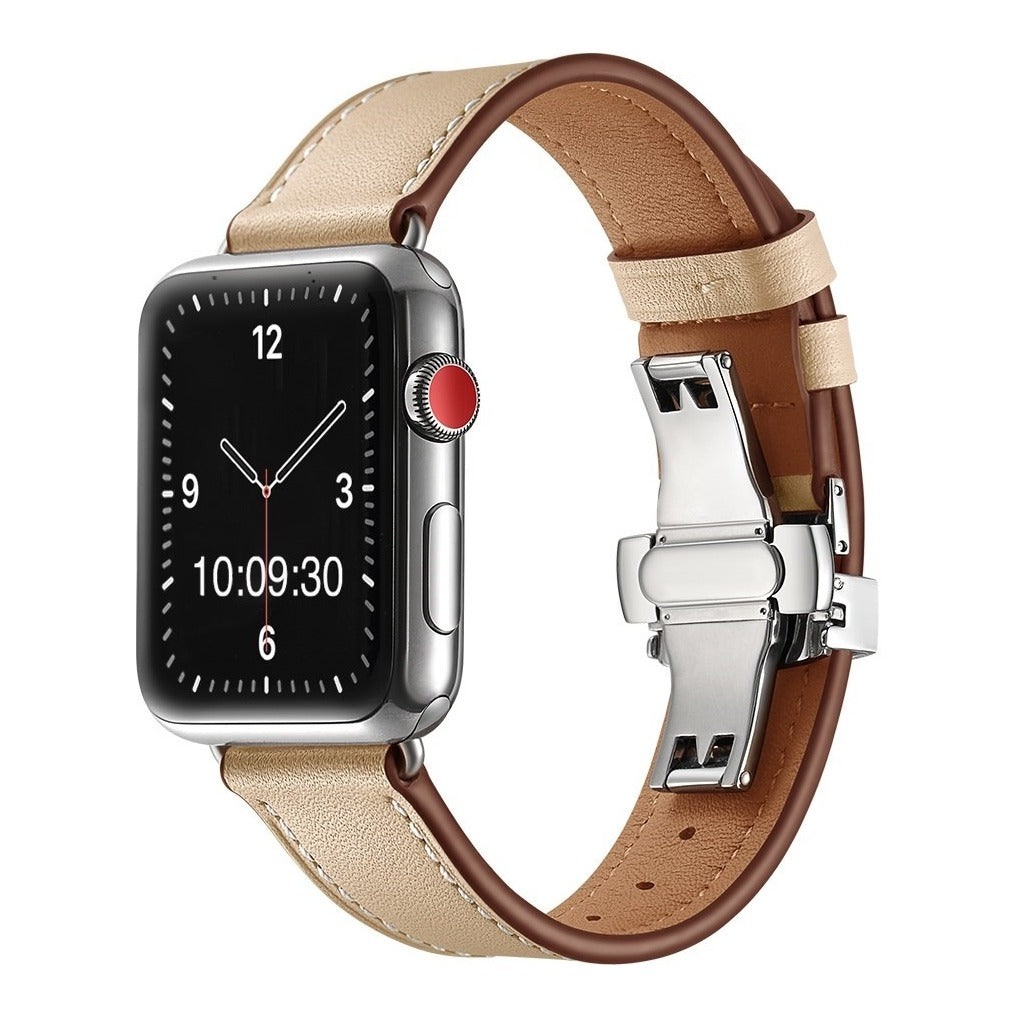 Premium Silver Clasp Leather Watch Strap
