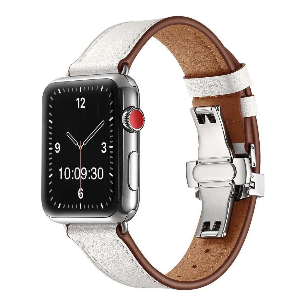 Premium Silver Clasp Leather Watch Strap
