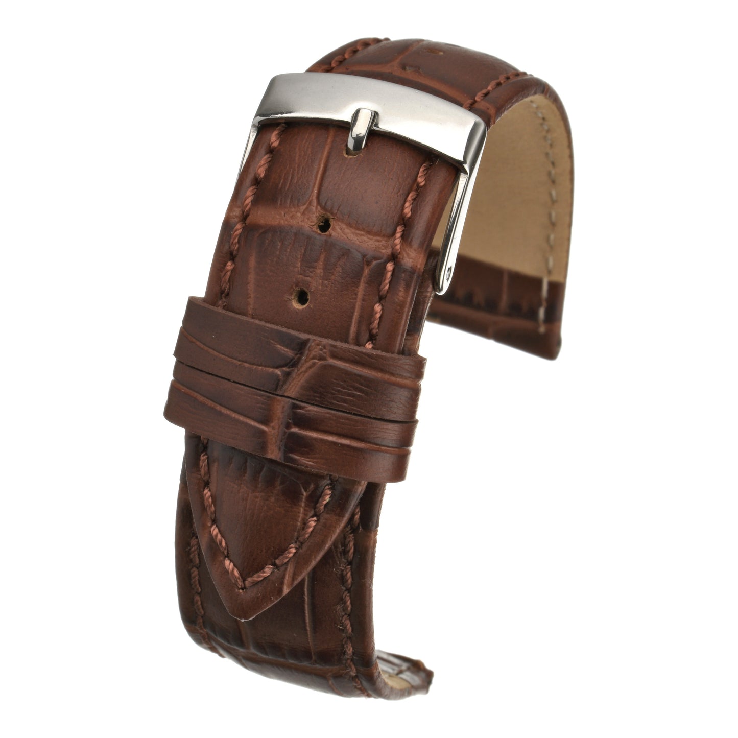 Quick Release Alligator Grain Leather Watch Strap