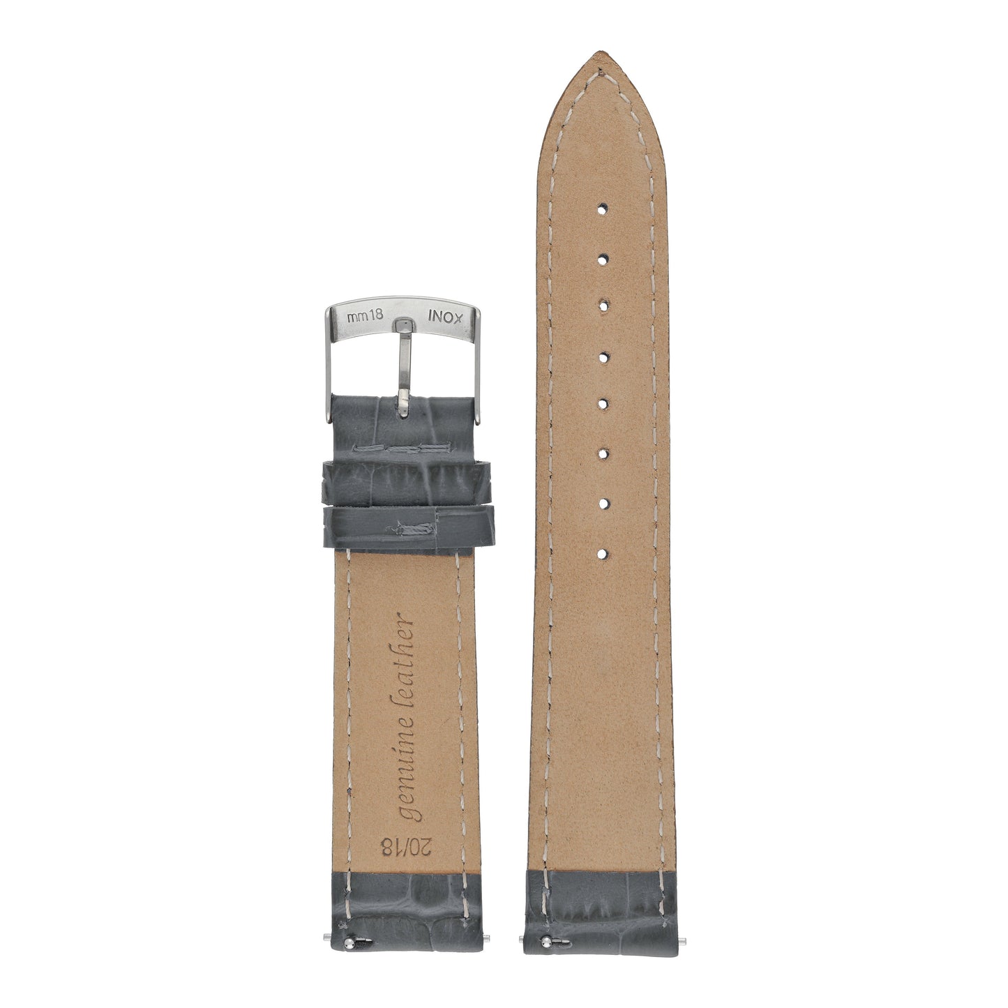 Quick Release Alligator Grain Leather Watch Strap