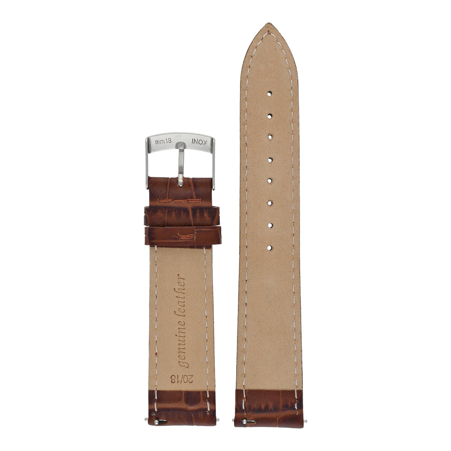 Quick Release Alligator Grain Leather Watch Strap