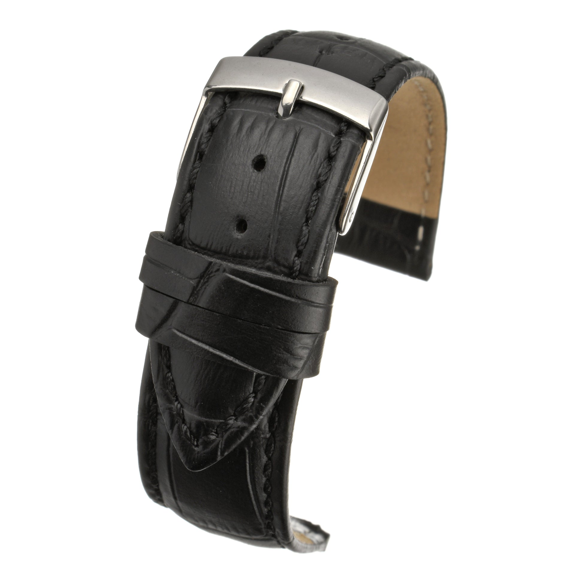 Quick Release Alligator Grain Leather Watch Strap