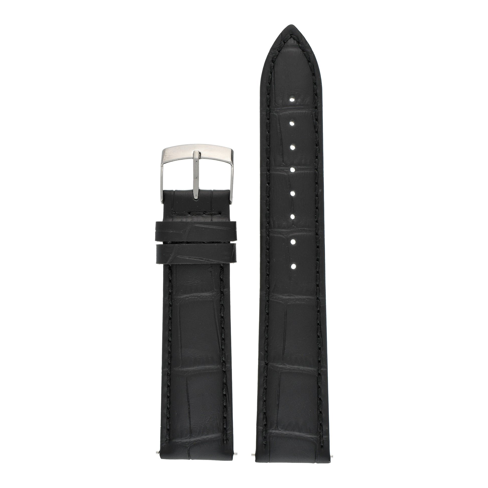 Quick Release Alligator Grain Leather Watch Strap