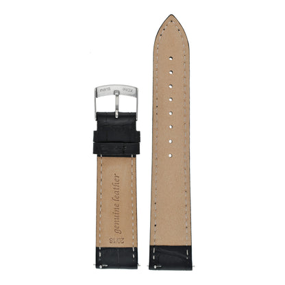 Quick Release Alligator Grain Leather Watch Strap