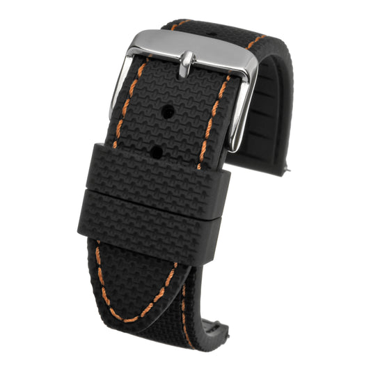 Quick Release Stitched Silicone Leather Watch Strap