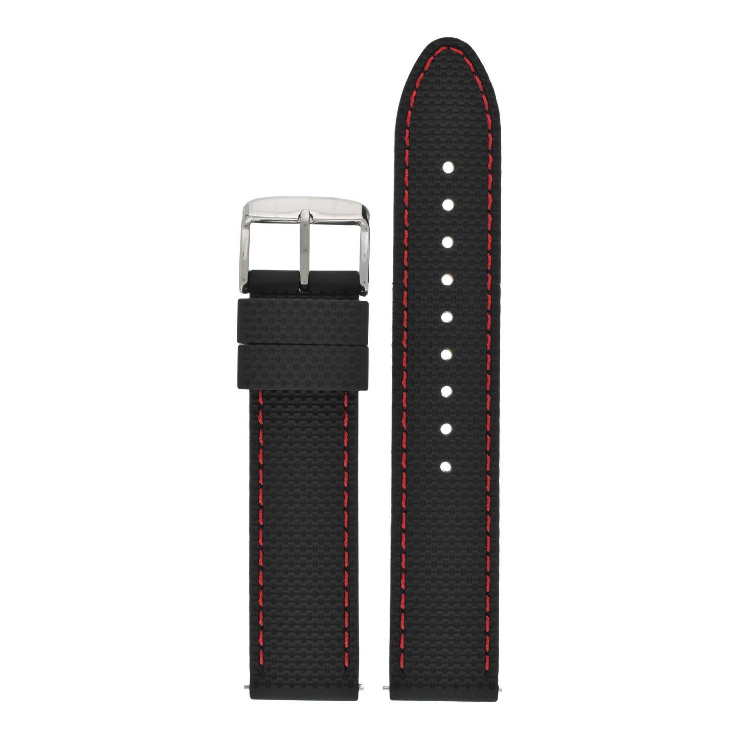Quick Release Stitched Silicone Leather Watch Strap