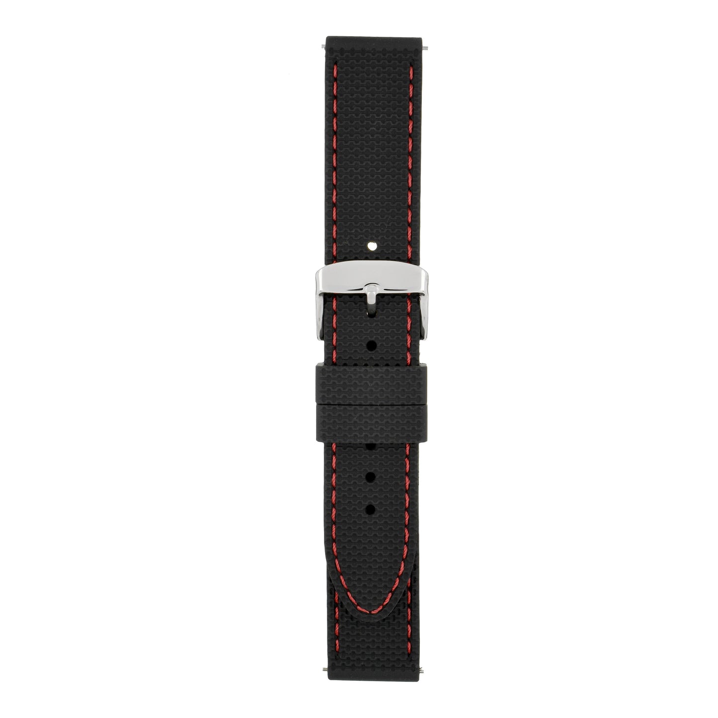Quick Release Stitched Silicone Leather Watch Strap