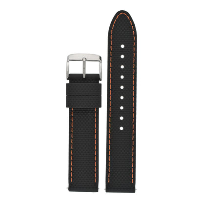 Quick Release Stitched Silicone Leather Watch Strap