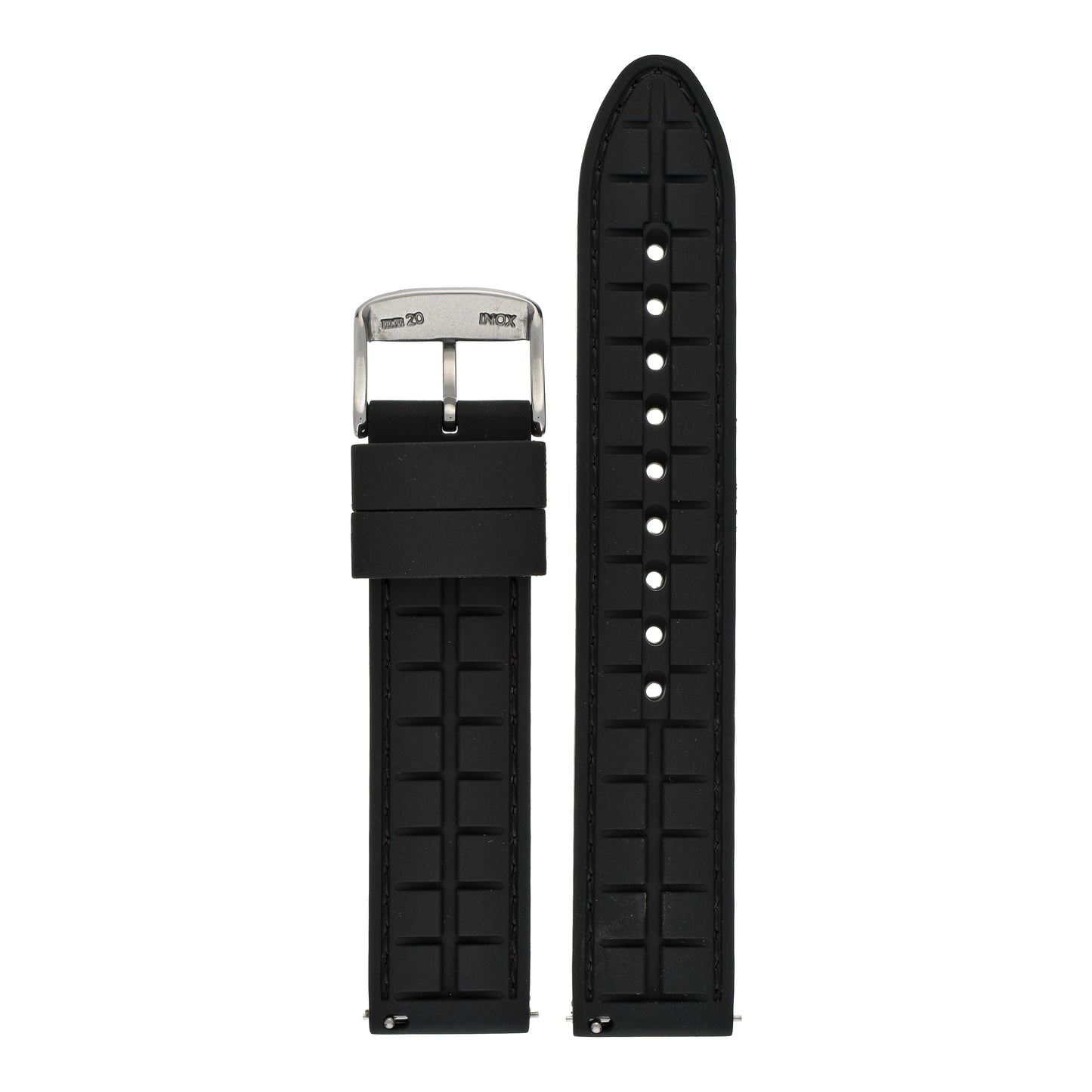 Quick Release Stitched Silicone Leather Watch Strap