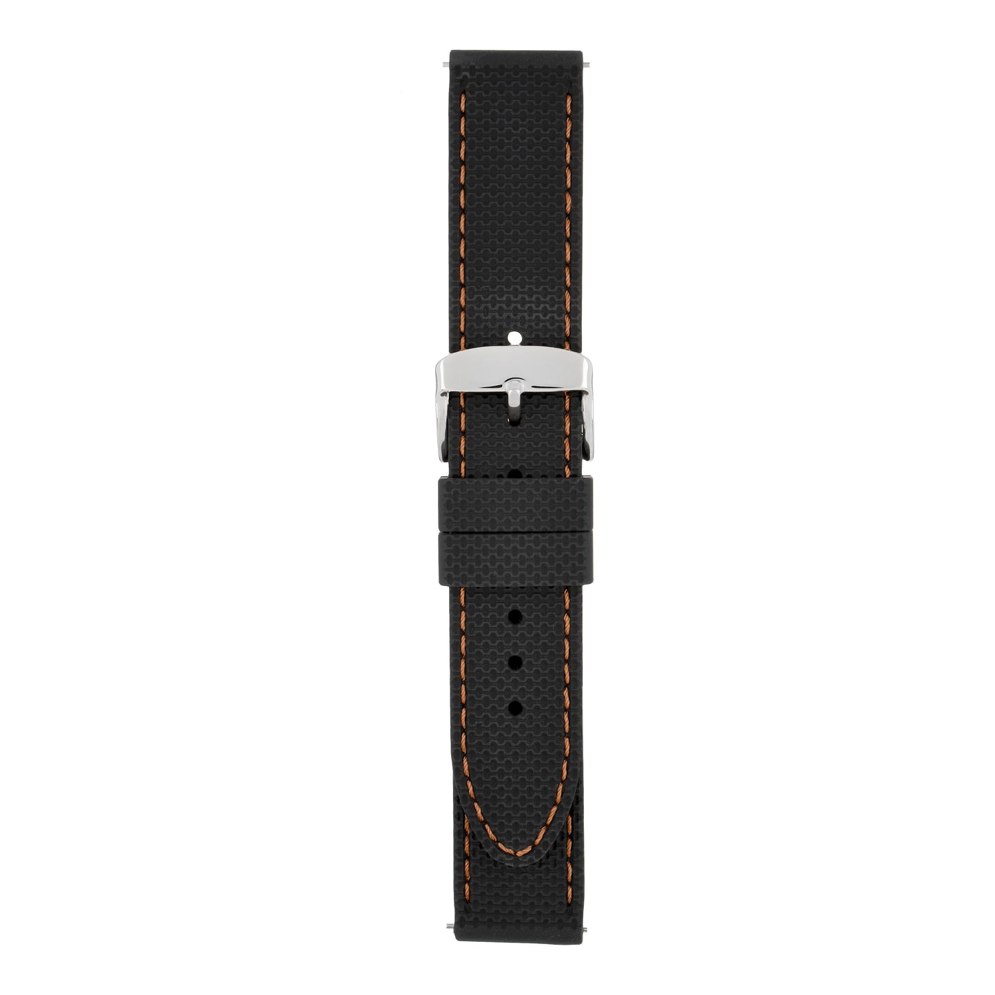 Quick Release Stitched Silicone Leather Watch Strap