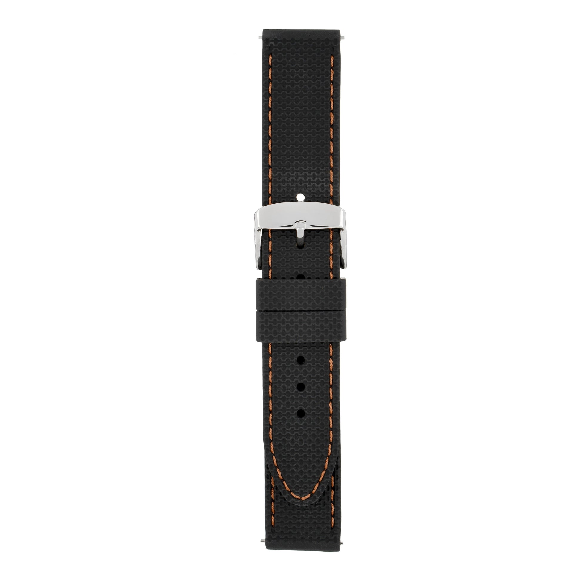 Quick Release Stitched Silicone Leather Watch Strap