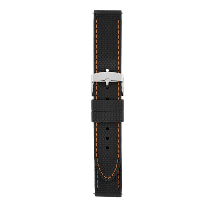 Quick Release Stitched Silicone Leather Watch Strap