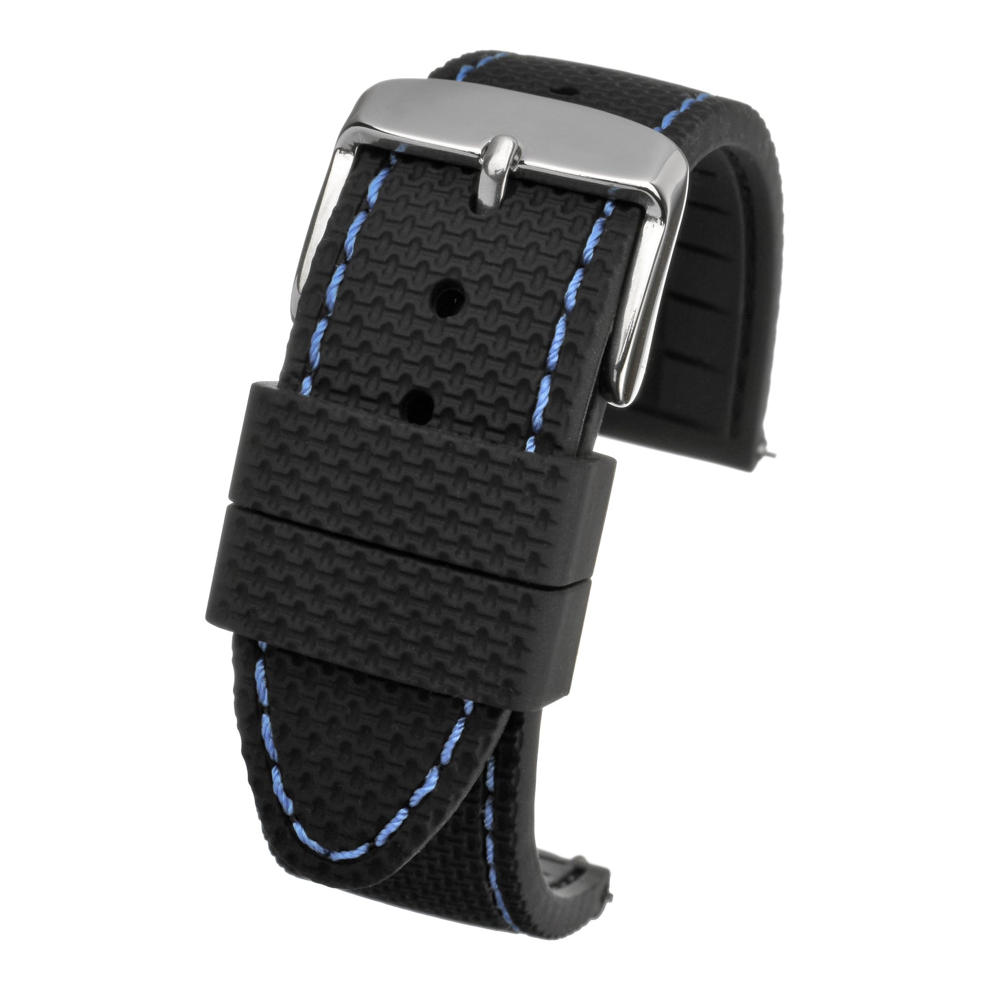 Quick Release Stitched Silicone Leather Watch Strap
