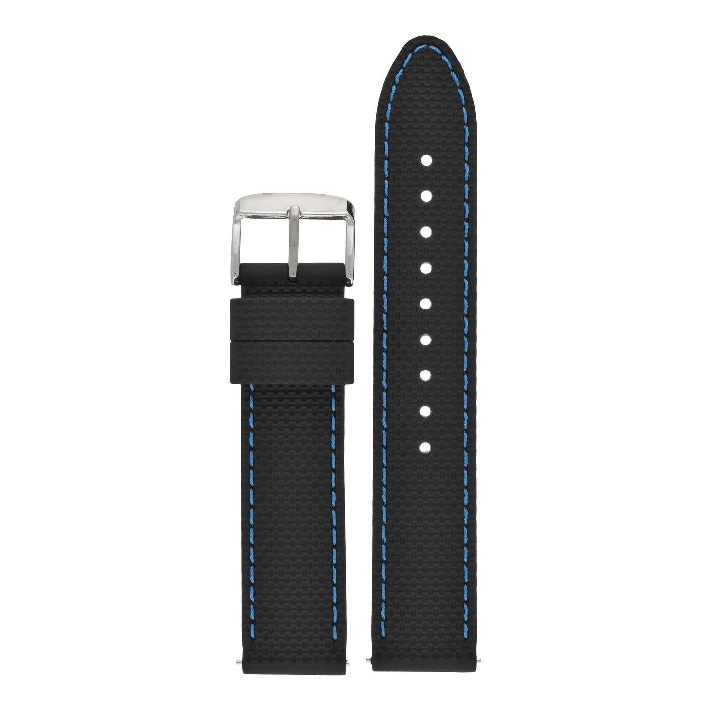 Quick Release Stitched Silicone Leather Watch Strap