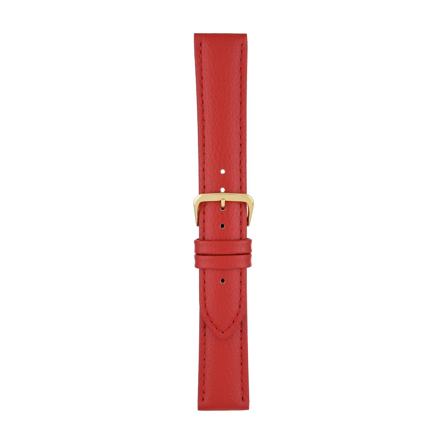Red Padded Buffalo Grain Leather Watch Strap — joined view