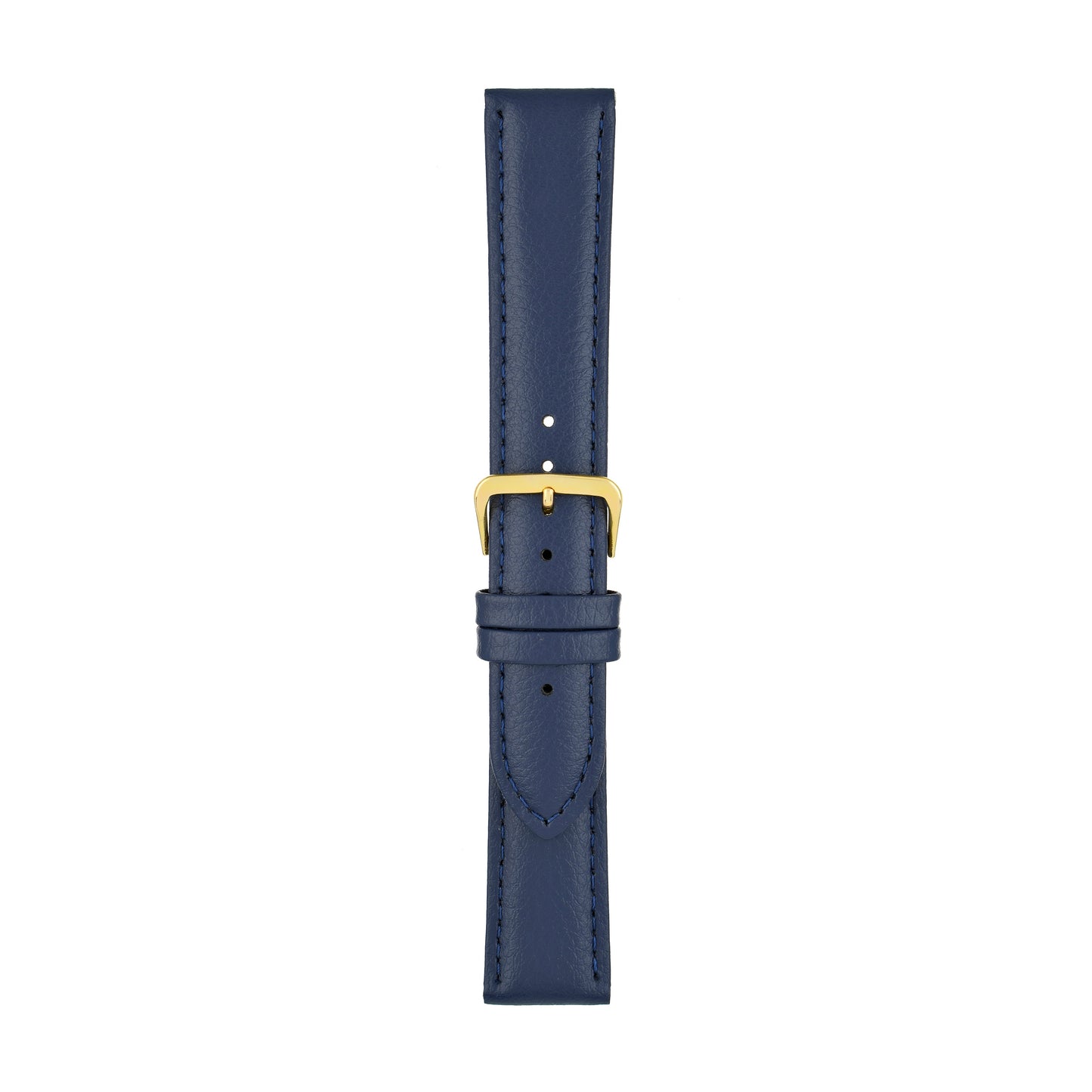 Blue Padded Buffalo Grain Leather Watch Strap — joined view