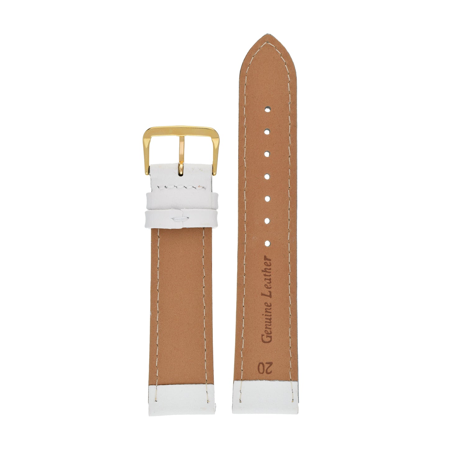 White Padded Buffalo Grain Leather Watch Strap — back view
