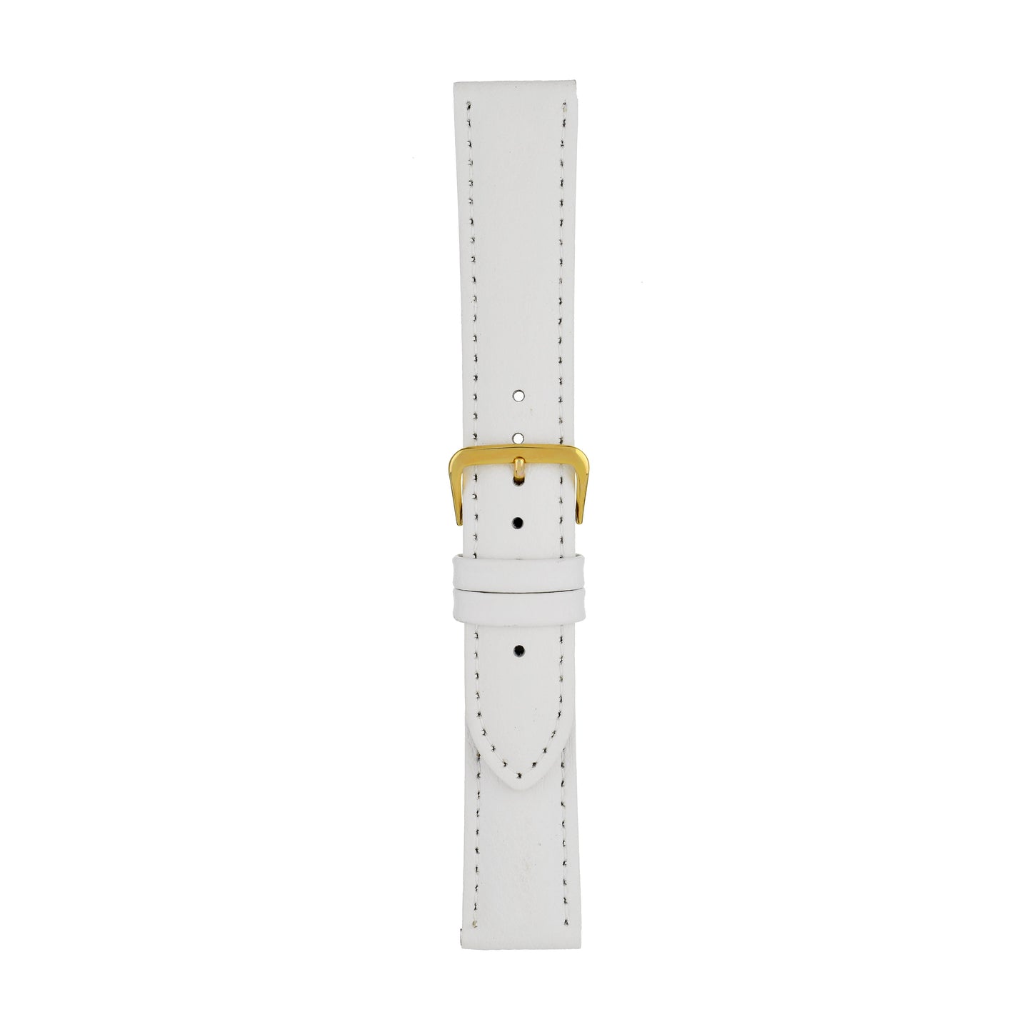 White Padded Buffalo Grain Leather Watch Strap — joined view